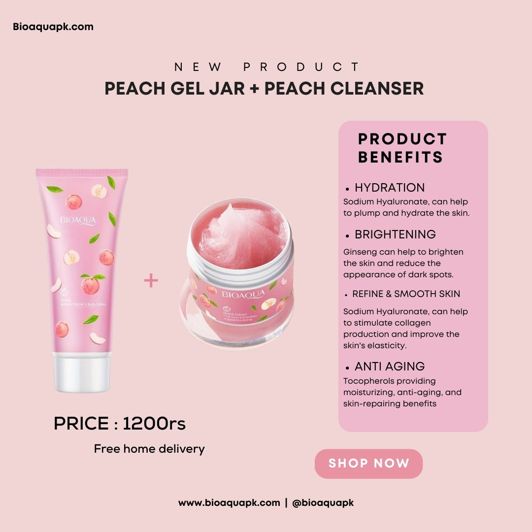 Bioaqua peach gel jar + peach cleanser