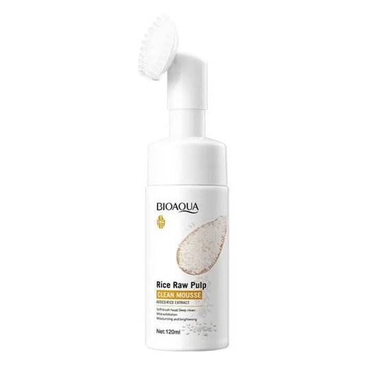 Bioaqua Rice Raw Pulp Clean Mousse Foam Facial Cleanser Brush 120ml