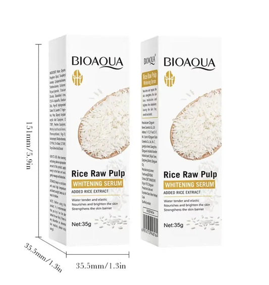 BIOAQUA RICE RAW PULP WHITINING SERUM ADDED RICE EXTRACT WATER TENDER AND ELASTIC NOURISHES AND BRIGHTEN THE SKIN STRENGTHNESS THE SKIN BARRIER 35G